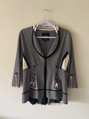 Vintage Tricot Chic Blazer Jacket Italy Avant Garde 90s Designer Preppy Sz 12